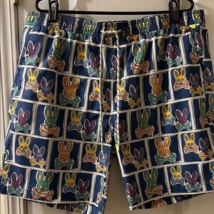 Psycho Bunny Blue Multicolor Graphic Swim Shorts